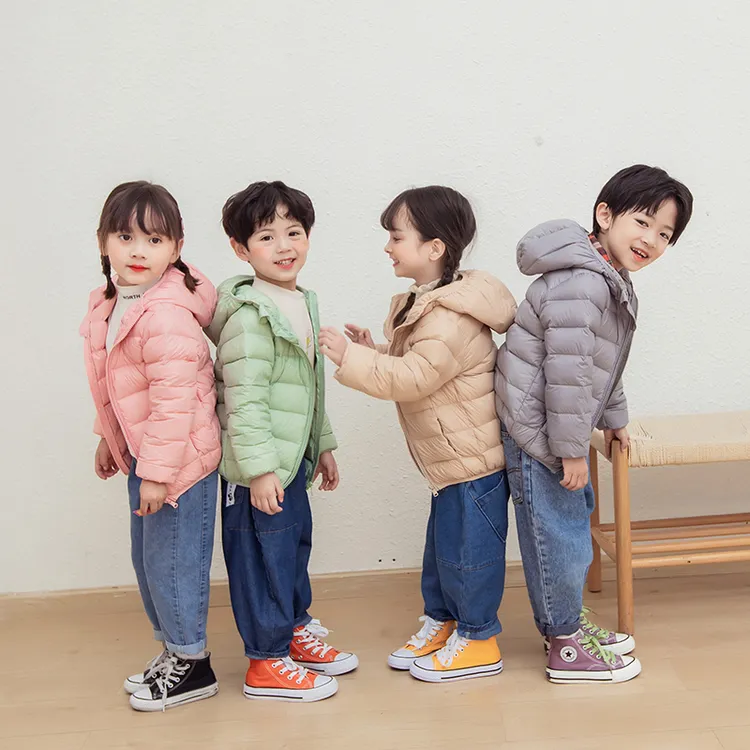 反季儿童轻薄款绒 羽服新款校服宝宝纯色男女中小大童冬季超轻