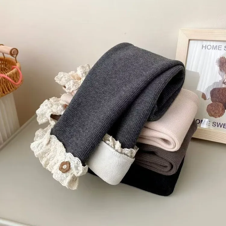 女童加绒打底裤秋冬新款儿童加厚一体绒外穿长裤女宝冬装保暖裤L