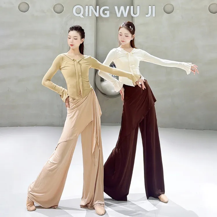 现代舞服新款喇叭长袖专业中国舞练功服显瘦古典舞艺考生训练上衣