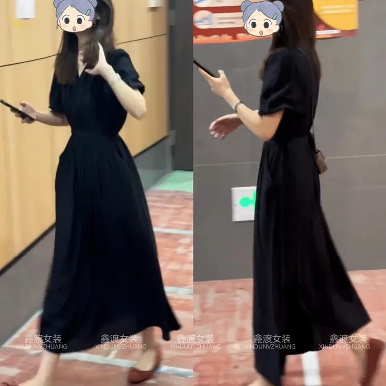 2025夏季新款时尚显瘦气质女士网红洋气连衣裙百搭款D21377