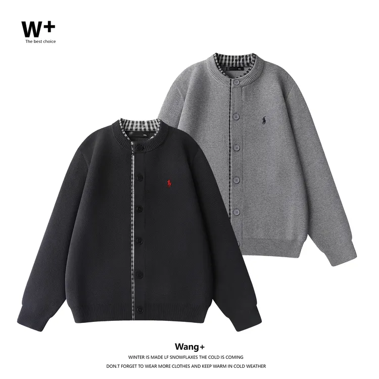 【Wang+】秋季新款男款格子毛衣针织拉链休闲复古开衫外套86337