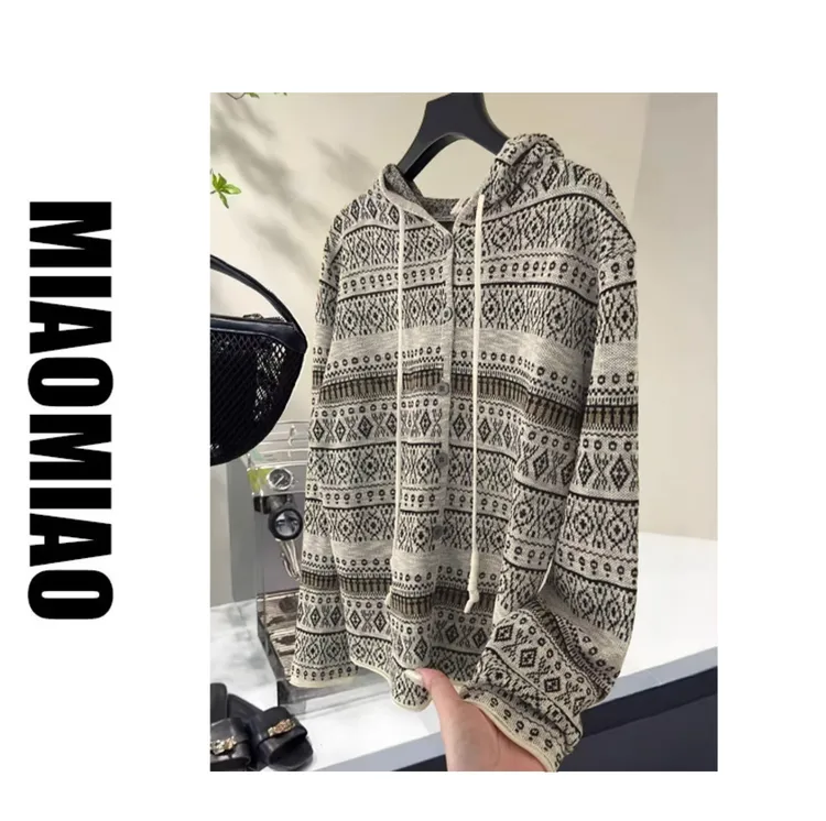 【大码】2231胖MM外套长袖针织新款显瘦宽松独特上衣女