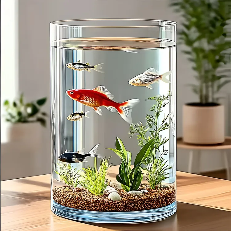 特大号客厅鱼缸透明玻璃花瓶圆柱大口径水养插花雪柳富贵竹龟背竹