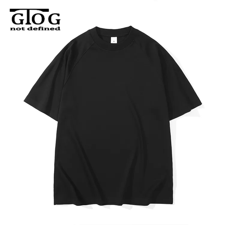 GTOG【重磅纯棉】夏季新款宽松美式复古T恤上衣男纯色百搭圆领短袖