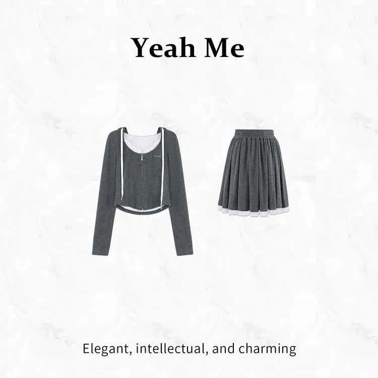 Yeah Me/也觅【告白日记】秋季新款短裙套装学院风显瘦百搭半身裙女