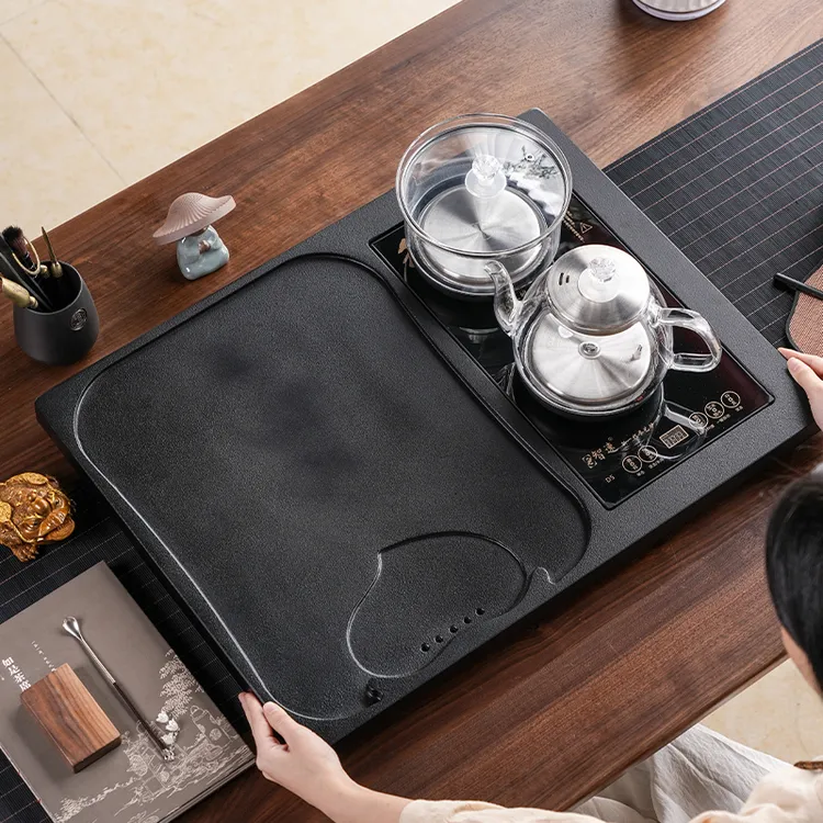 新款乌金石茶盘全自动一体茶具套装家用功夫电磁炉客厅轻奢大茶台