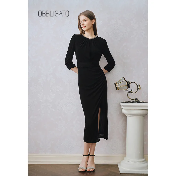 OBBLIGATO奥丽嘉朵1C64305270专选礼服开衩优雅连衣裙