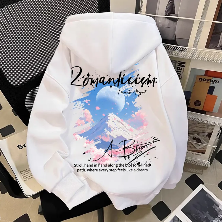 重磅复古国潮美式连帽卫衣加绒加厚青少年秋冬季男女同款宽松外套