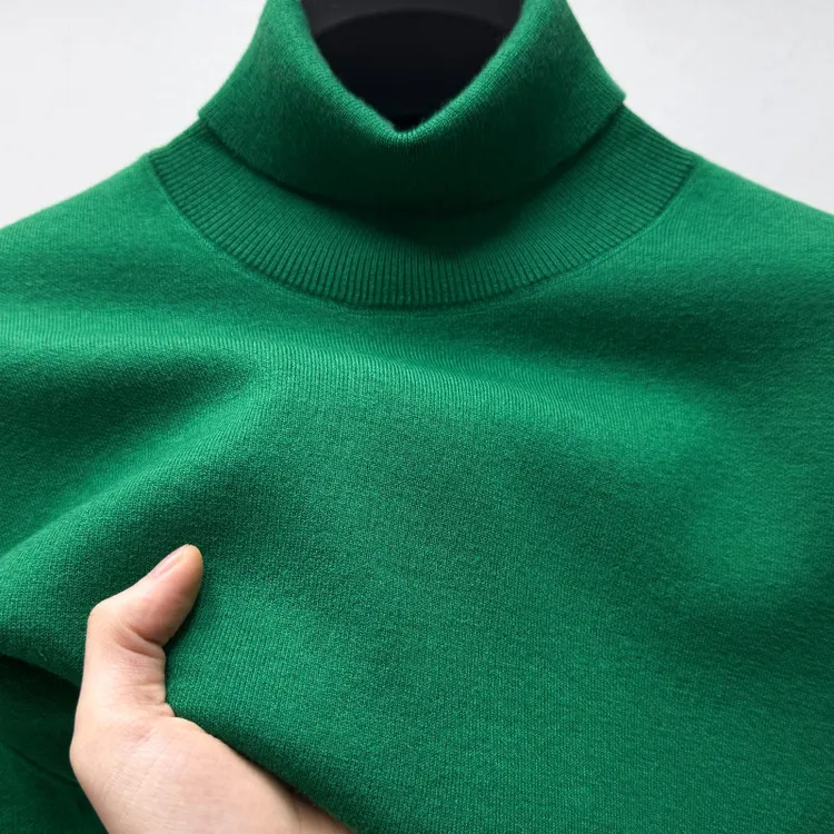 John Bunni可机洗精纺羊毛衫男士秋冬季新款纯色加厚针织打底衫