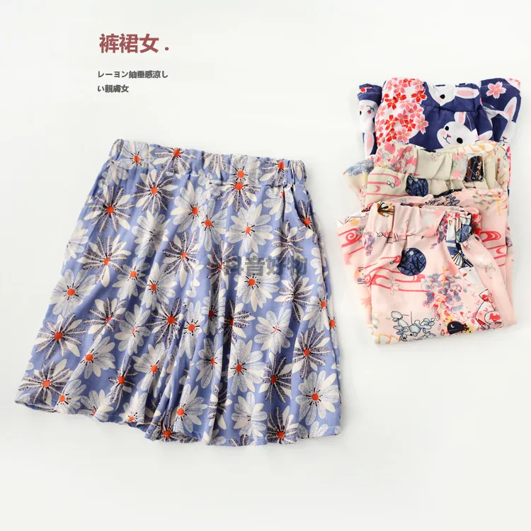 【厂家福利】夏季女士睡裤短裤裤裙薄款宽松睡裤全棉家居裤绵绸沙滩