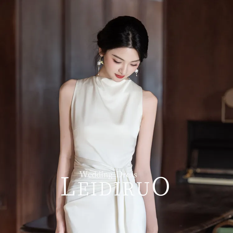 蕾蒂若【雾子】白色法式小众美生日宴会高级日常礼服新娘简约1239