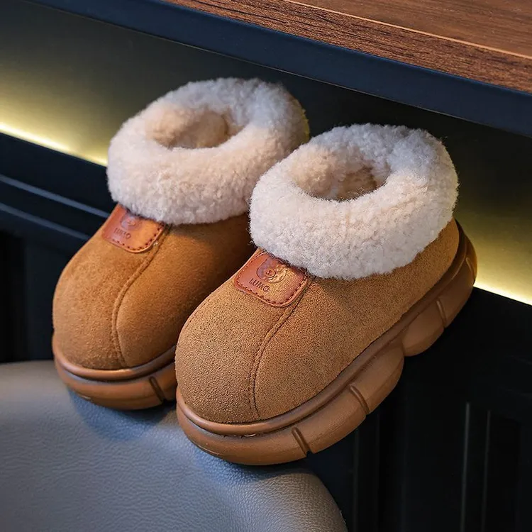 冬季儿童棉鞋男童包跟厚底保暖防水防滑居家保暖小孩子棉鞋一脚蹬