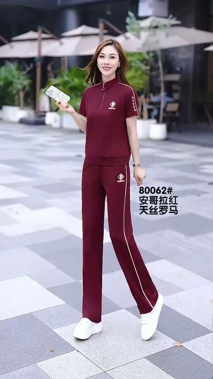 休闲运动套装夏装宽松阔腿卫衣长裤夏季显瘦运动服