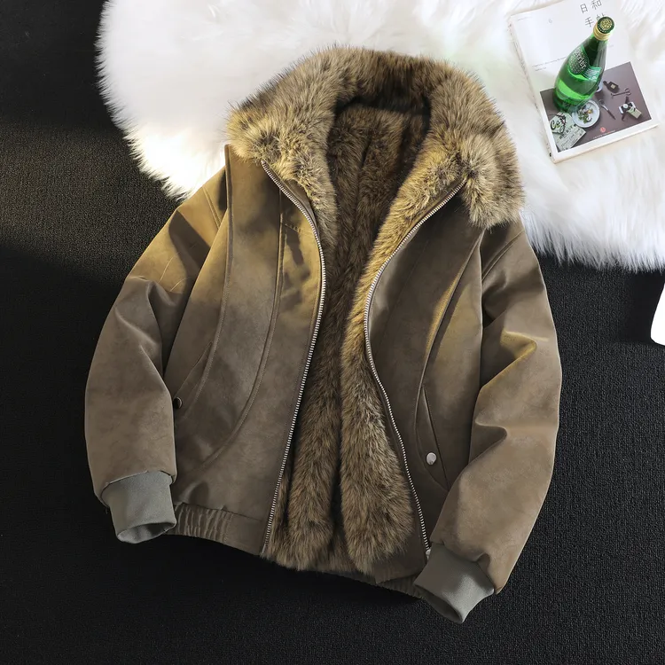 奥诺柯【座山雕】男士时尚休闲加厚冬季翻领保暖加绒夹克外套