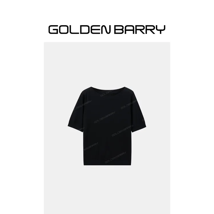 GOLDENBARRY法式一字领中袖针织衫246475