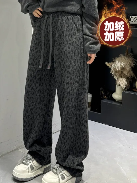 【加绒豹纹裤】加绒加厚！植绒百搭冬天的第一条加绒豹纹裤女