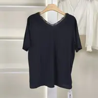 麦迪尚品【夕Y】50909425 夏季简约拼接蕾丝领短袖T恤衫品牌女装