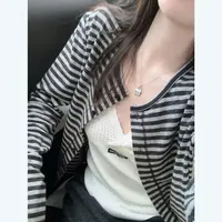 【痘痘私服】|【韩系慵懒】条纹圆领针织开衫