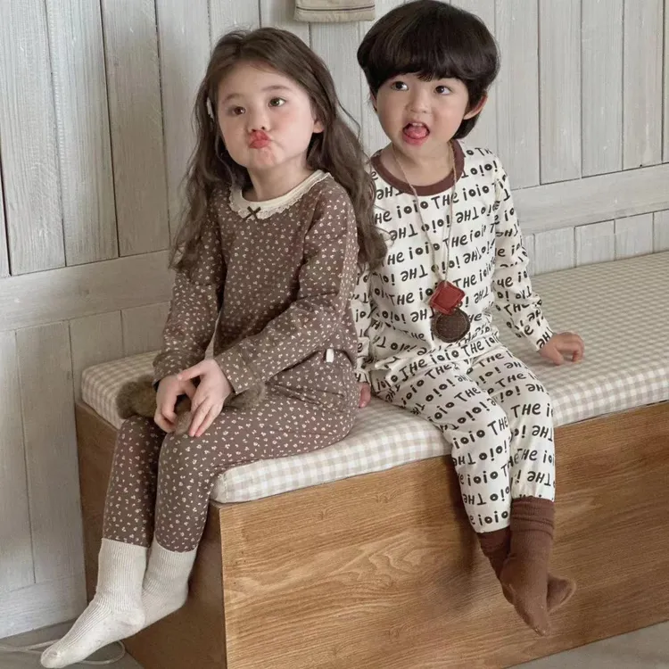 儿童睡衣家居服男童女童春秋季莱卡棉秋衣裤小孩宝宝秋衣秋裤套装