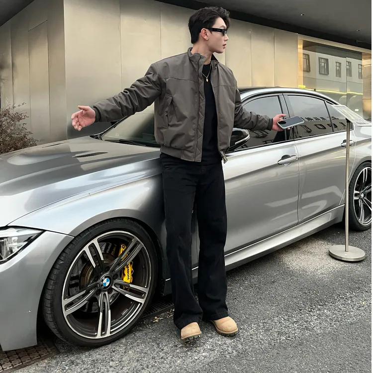 【Apiao】美式复古飞行员夹克棉服男cleanfit冬季中性保暖棉服纯色