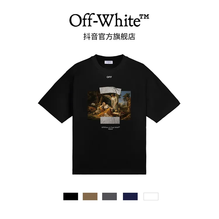 OFF-WHITESS26 新款美式油画系列轻奢潮高级短袖OFFTE08ILOGMR-A