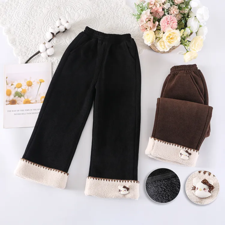 【特厚】冬季加绒女童直筒裤休闲裤外穿女孩洋气翻白脚口洋气外裤