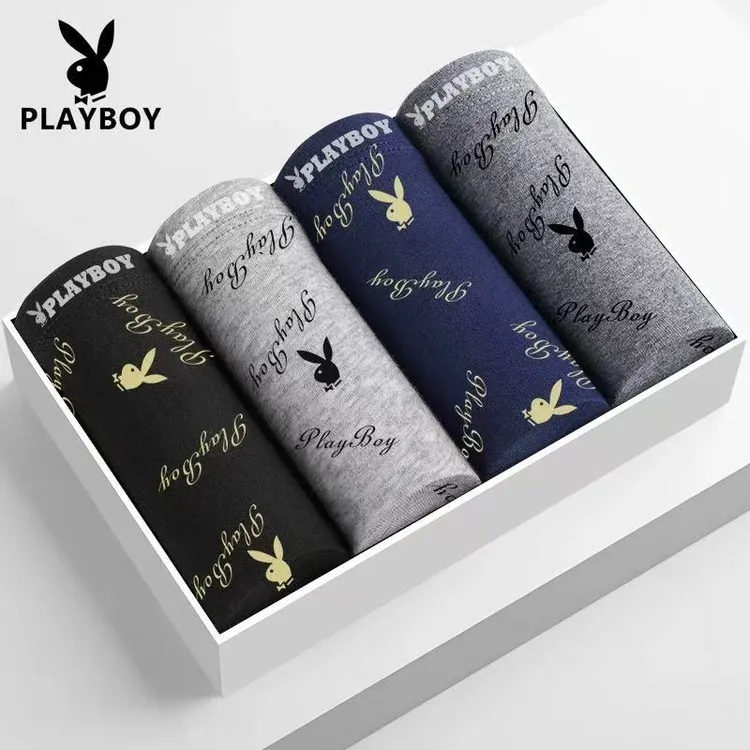 PLAYBOY/花花公子男士内裤纯棉舒适潮流透气大码青年运动裤衩男士