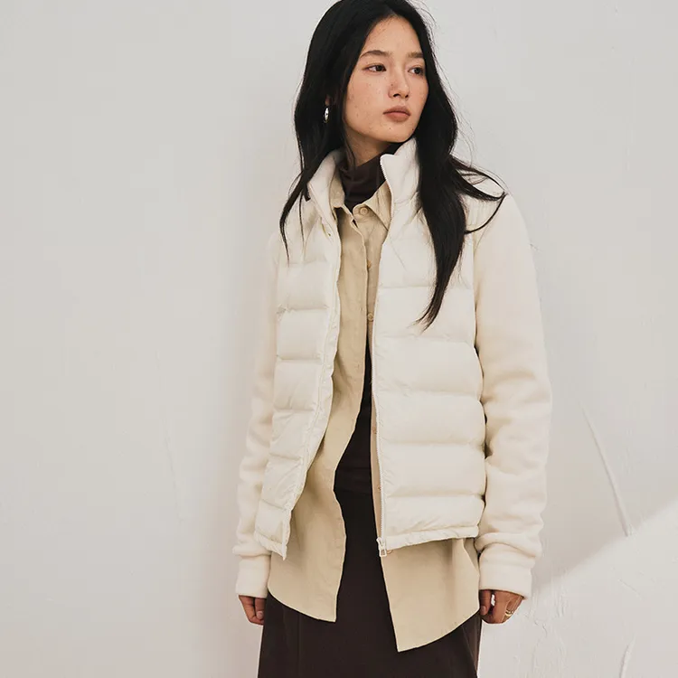 XVRV羽绒外套女秋冬2025摇粒绒高级感纯色鸭绒保暖开衫百搭外套