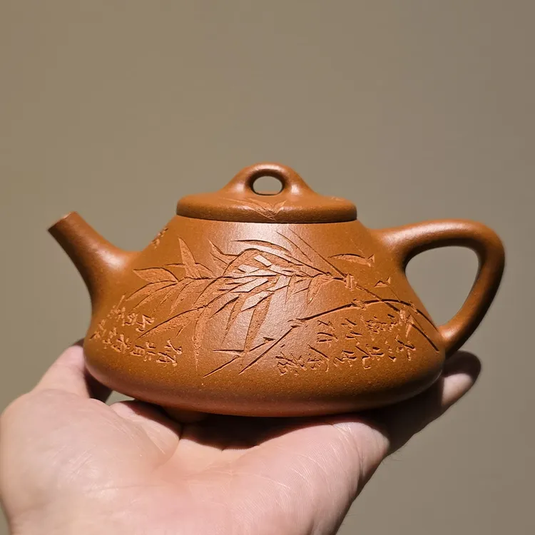 实拍子冶石瓢壶约280cc原矿紫砂小红泥半手工紫砂壶宜兴紫砂壶