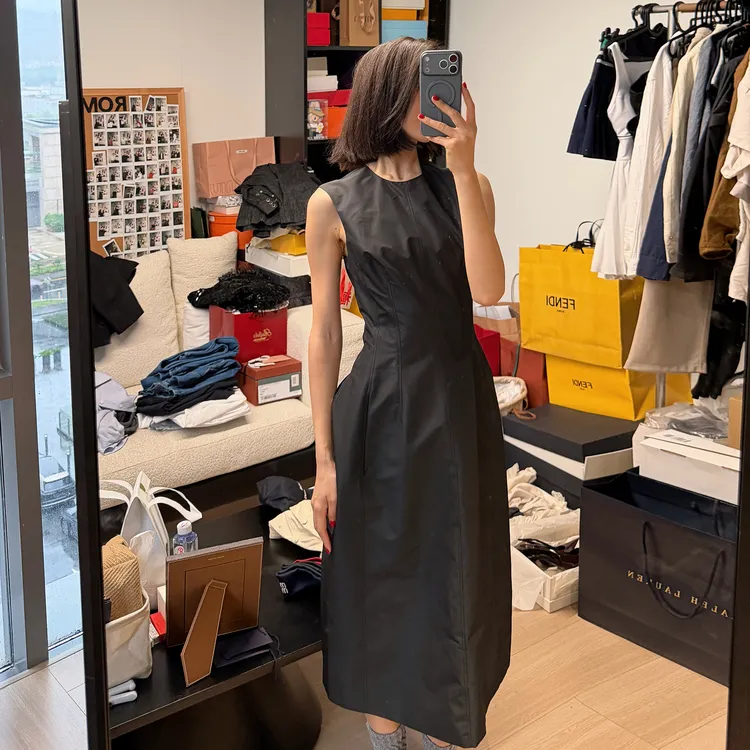 ROMI STUDIO醋酸混纺哑光柔光垂坠骨感收腰背心连衣裙 RWDRLG3603