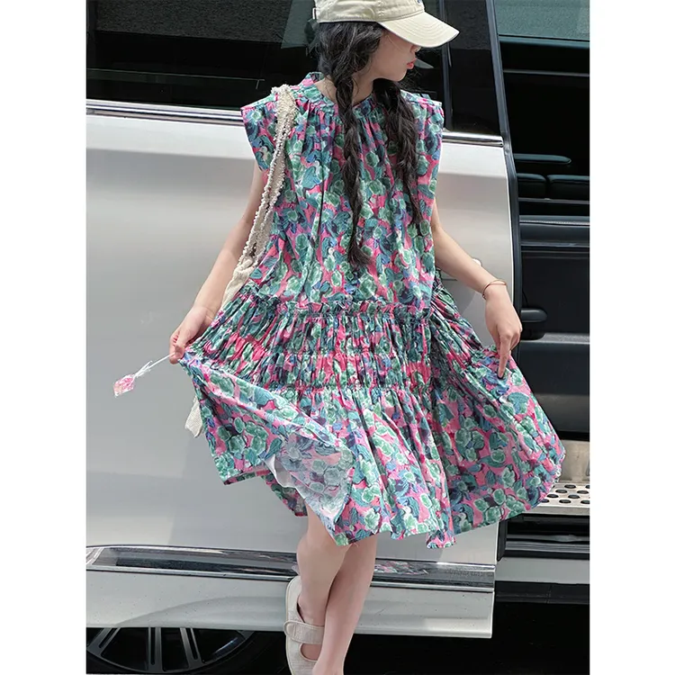 K29272韩系女童连衣裙2025新款夏装儿童休闲碎花裙子气质背心裙潮