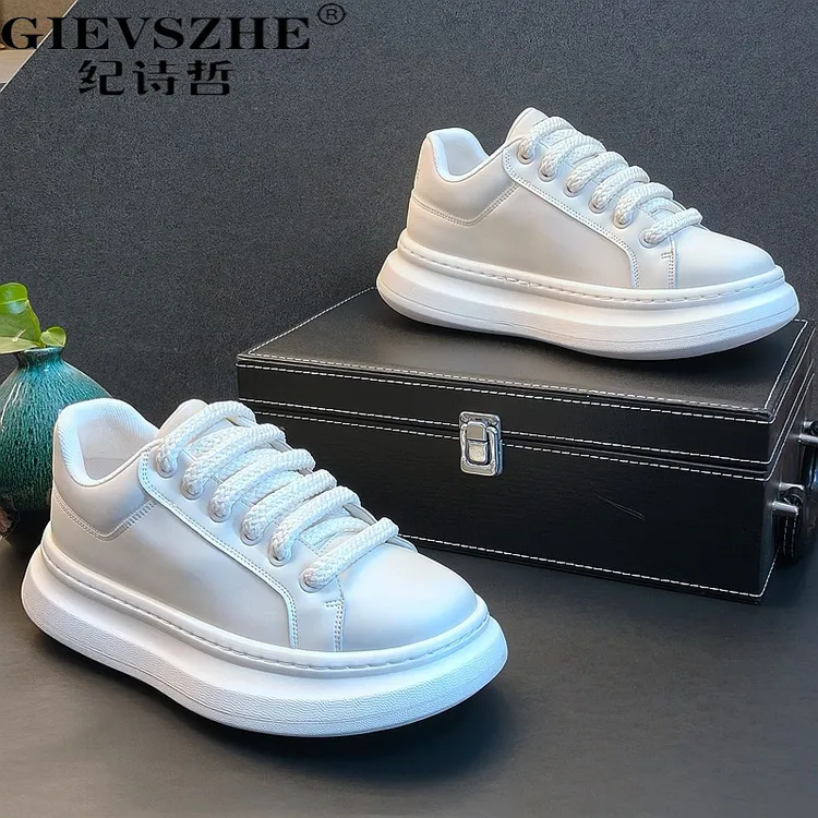 纪诗哲干净感痞帅男鞋冬季新款简约百搭小白鞋韩版潮流厚底增高鞋