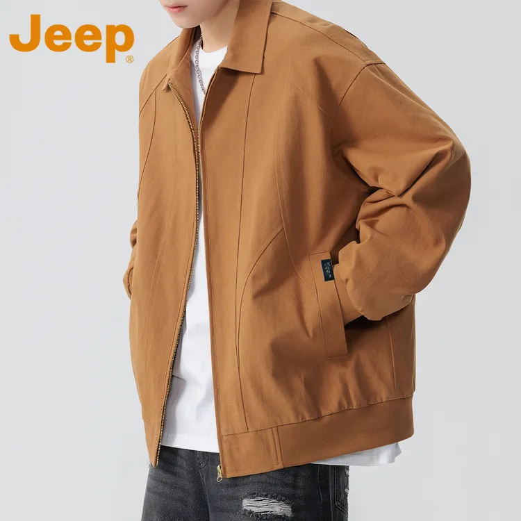 jeep吉普美式复古工装夹克男款春秋季宽松休闲百搭潮流翻领外套男