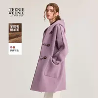 【含绵羊毛+羊驼毛】TeenieWeenie双面毛呢牛角扣外套女TTJW258902P