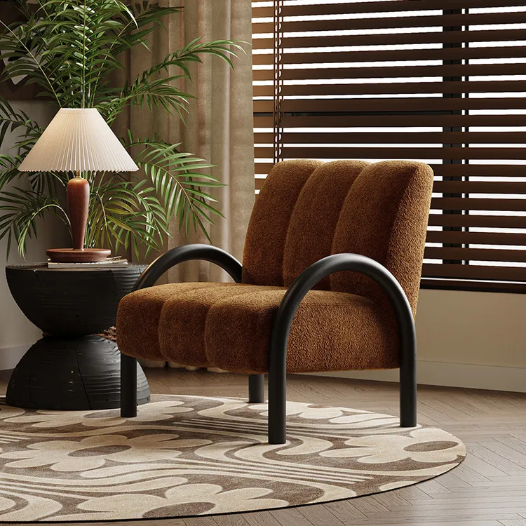 小木槿中古风布艺休闲椅设计师款单人沙发复古客厅阳台椅子