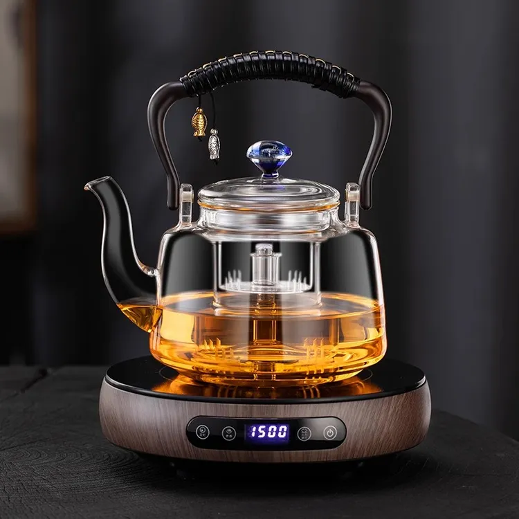 新款煮茶壶提梁蒸煮一体玻璃煮茶壶烧水壶电陶炉煮茶器家用大容量