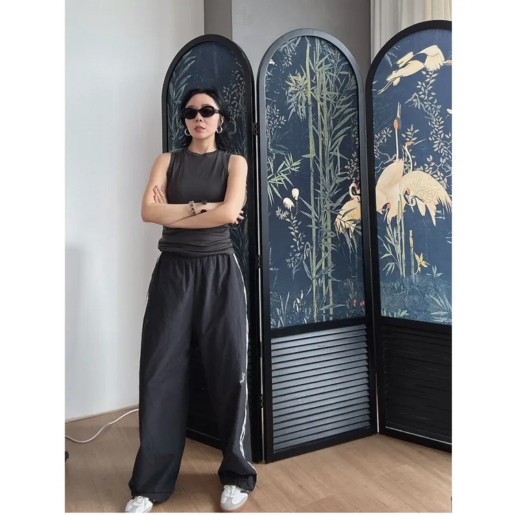  Action Studios【双压线】休闲宽松薄款黑色运动长裤WF148CK