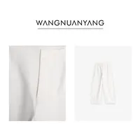【WNY】超模私服|全棉舒适隐形腰头收腰阔腿弯刀长裤