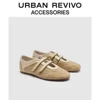 URBAN REVIVO2025冬季新款女士简约拼接双扣带单鞋UAYS50113