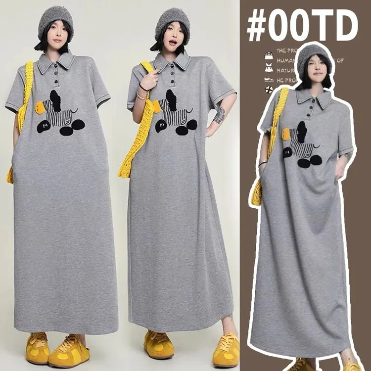 时髦2025洋气时尚韩版oversize大码休闲款懒人长款孕妇显瘦连衣裙