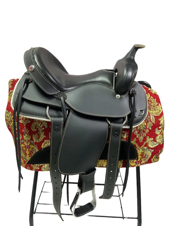 西部鞍 超纤西部马鞍 野骑鞍马术用品马具全套大马鞍骑乘鞍