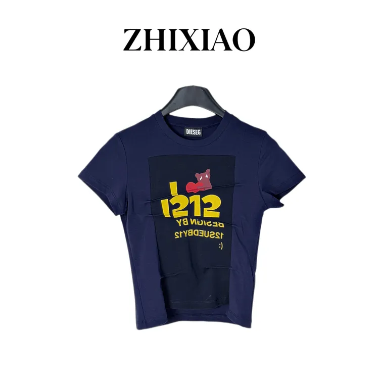 【ZHIXIAO】夏季新款：拼色印花短袖421-1