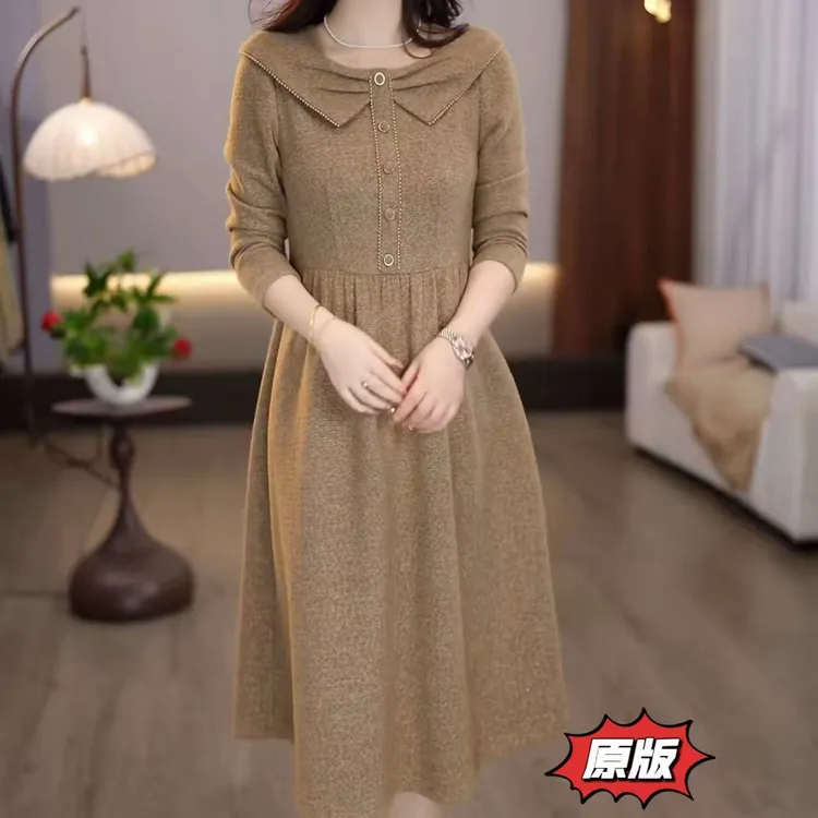 高档贵妃绒时尚女装连衣裙2025秋季新款宽松显瘦洋气轻奢减龄裙子