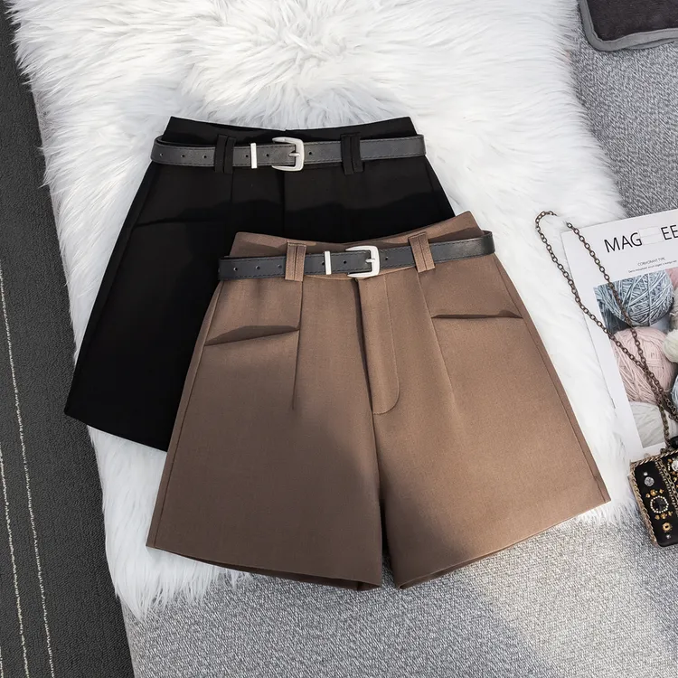 大码毛呢2025年秋冬高腰阔腿裤百搭成人短裤裤子直筒时尚A字