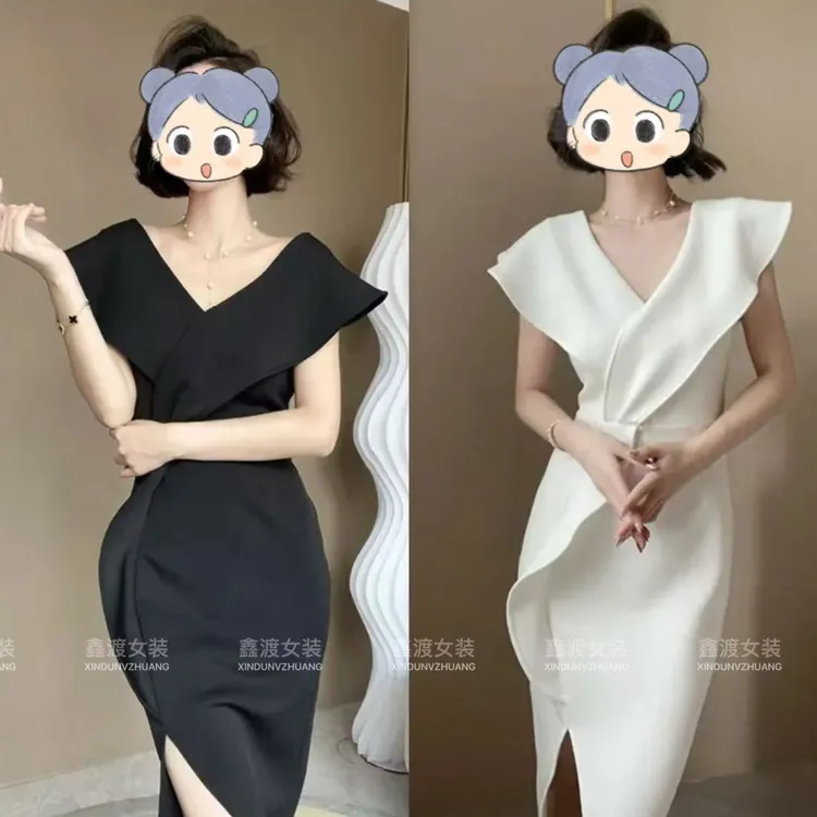 2025夏季新款时尚显瘦气质女士网红洋气连衣裙百搭款D5961