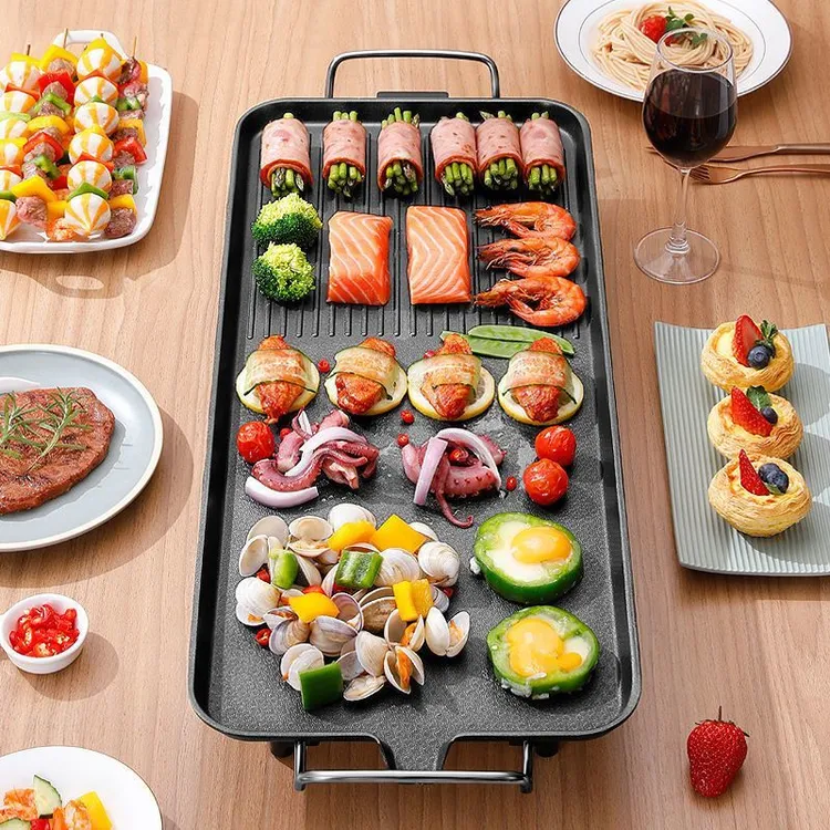 韩式多功能电烤盘新款电烤炉室内烧烤架无烟烤肉烧烤不粘烙锅涮烤