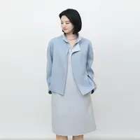 玉兰悠悠2025新款秋”赫本”LP蓝色双面套装（外套+半裙）