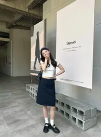 黑色春夏季半身裙女藏青色西装过膝中裙显瘦半身裙胖mm直筒短裙子