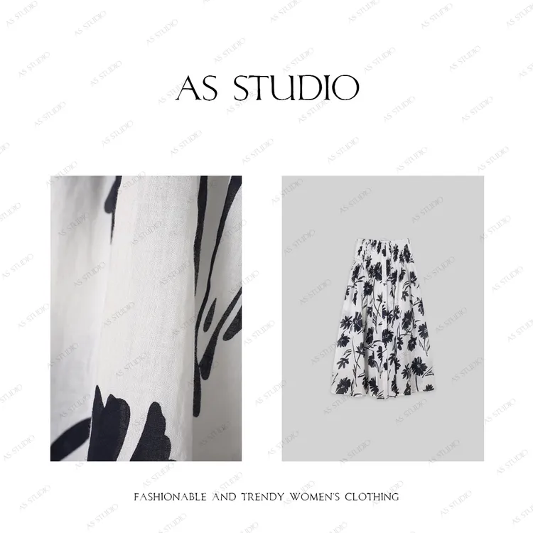 【AS鸢尾花】25夏新高级度假风花卉印花气质显瘦半身裙AS25XBQ4986