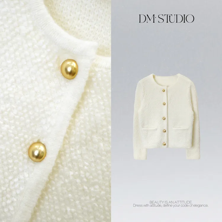 DEDM•STUDIO/气质小众精致优雅小香风针织排扣开衫2511ZZS/FL7131